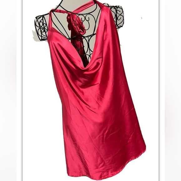 Cantonwalker Women's Sz M Cowl Neck Halterneck Slip On Backless Satin Mini Dress - Picture 4 of 9